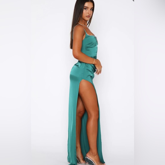 White Fox Boutique One In A Million Maxi Dress Emerald Sz S - Picture 4 of 6